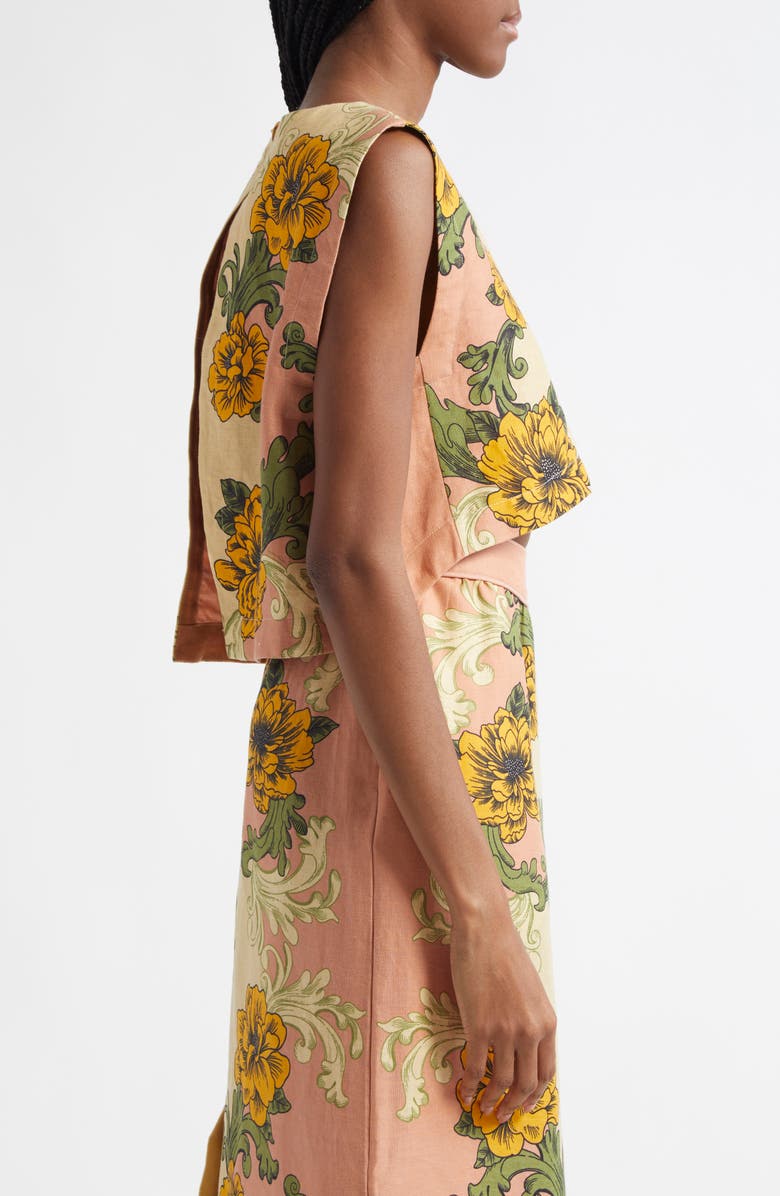 FARM Rio Delicate Flower Arabesque Linen Top, Alternate, color, Delicate Flower Arab