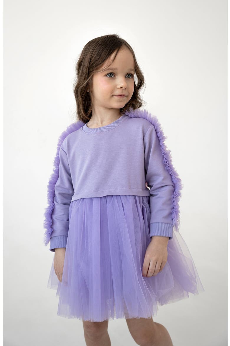 Ruffle Sweatshirt Dress, Alternate, color, Lilac Dream