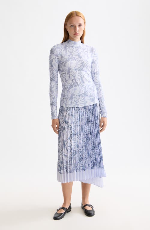 Scotch & Soda Print Mock Neck Top In White