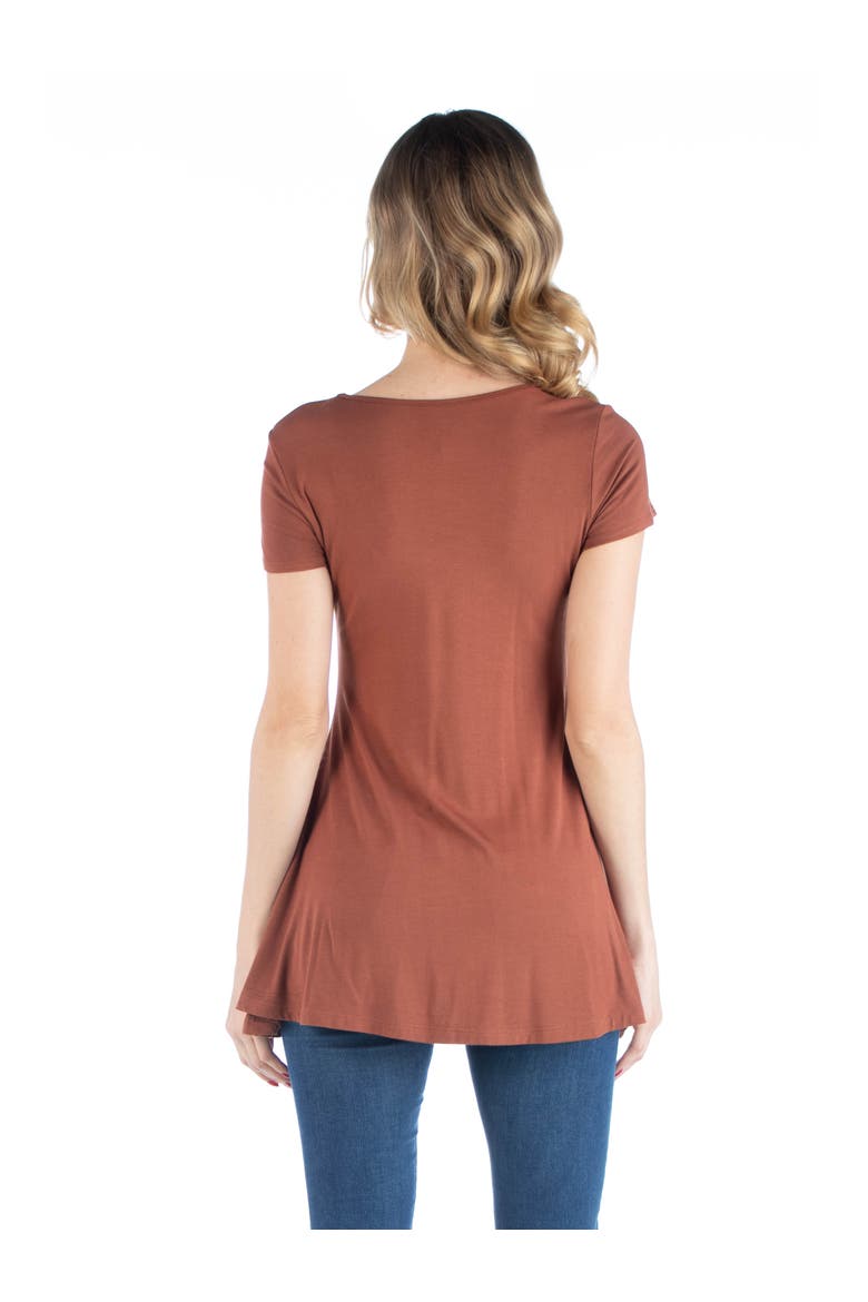 Maternity Short Sleeve Flared Tunic Top, Alternate, color, Brown