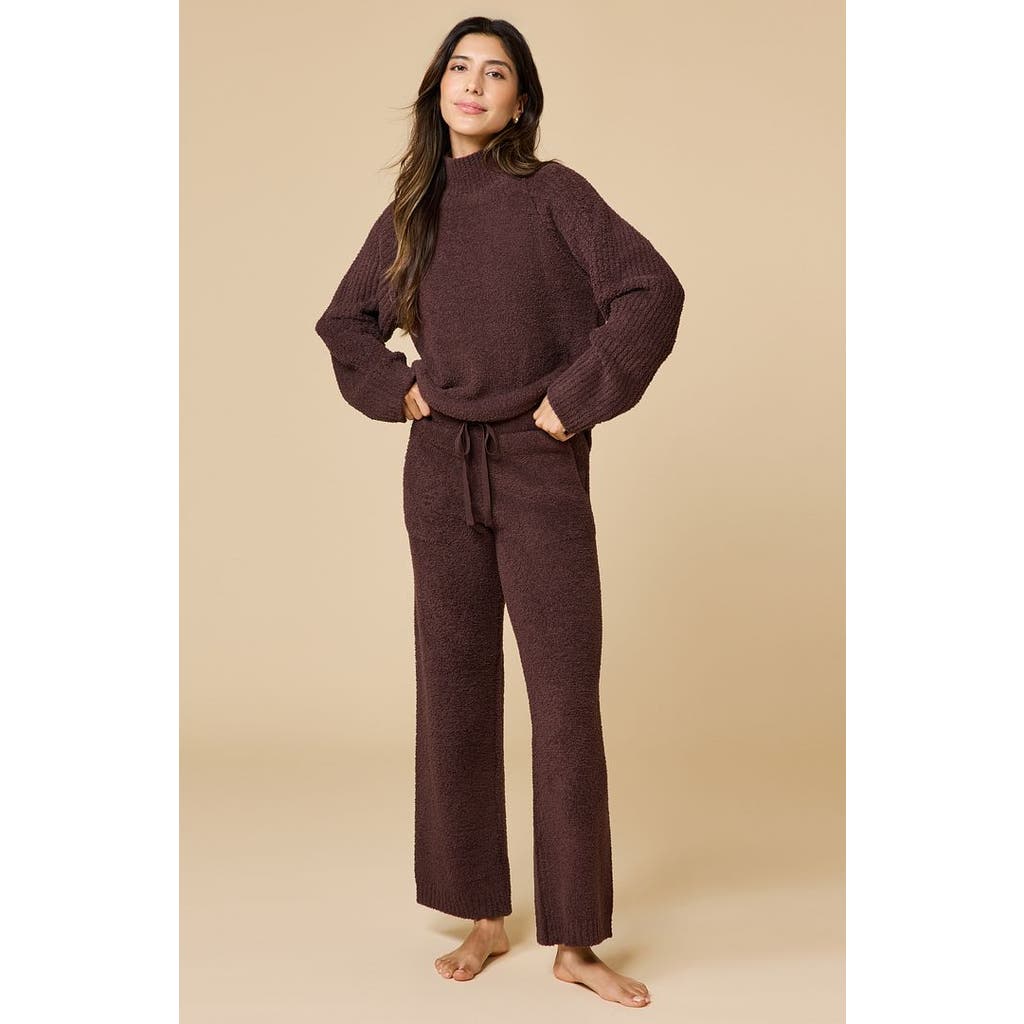 Softies Solid Marshmallow Rib Mock Neck With Long Pant In Brown