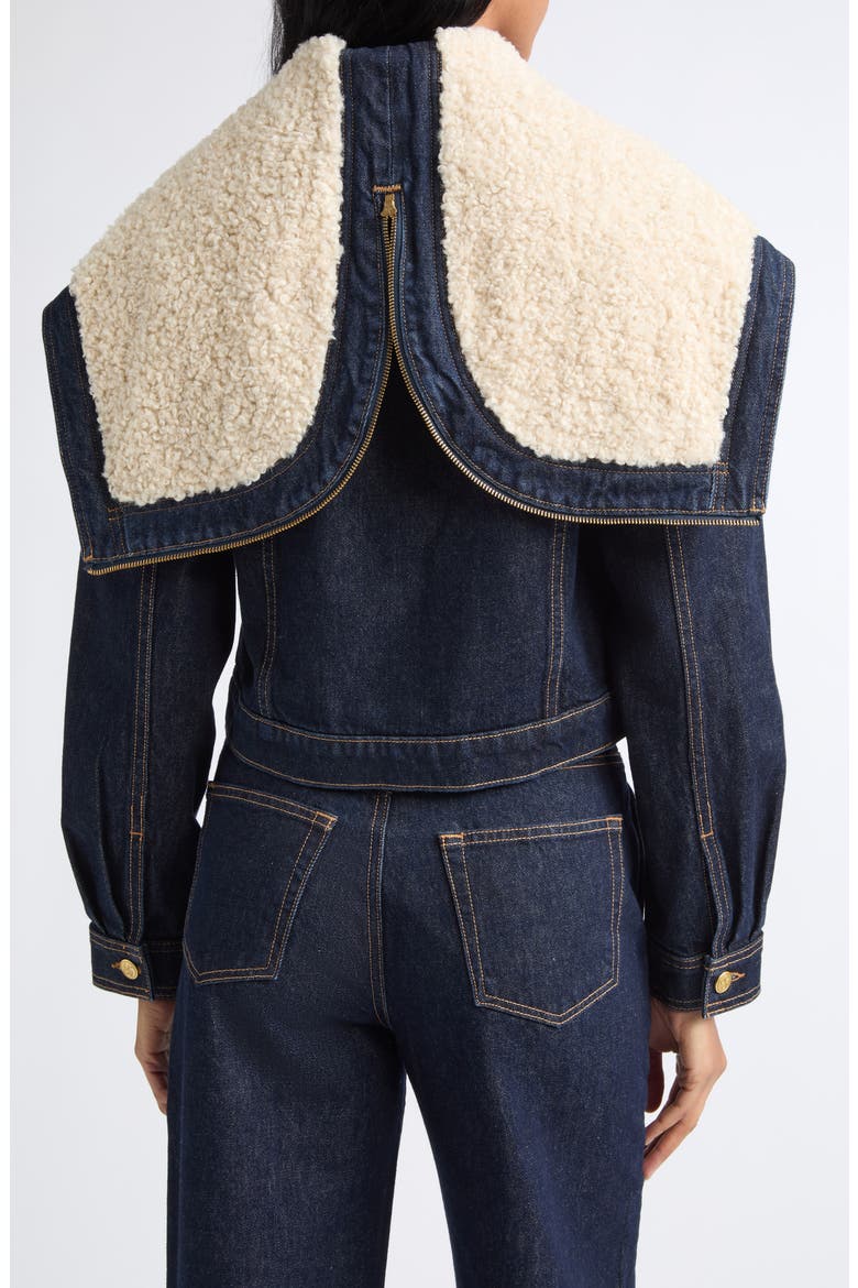Sybil Faux Shearling Accent Denim Jacket, Alternate, color, TIGRIS