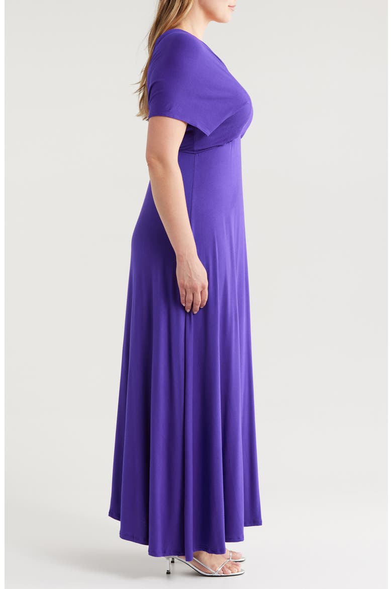 Empire Waist V-Neck Stretch Dress, Alternate, color, PURPLE