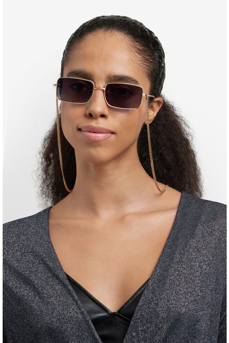 58mm Gradient Rectangular Sunglasses, Alternate, color, GOLD BLACK