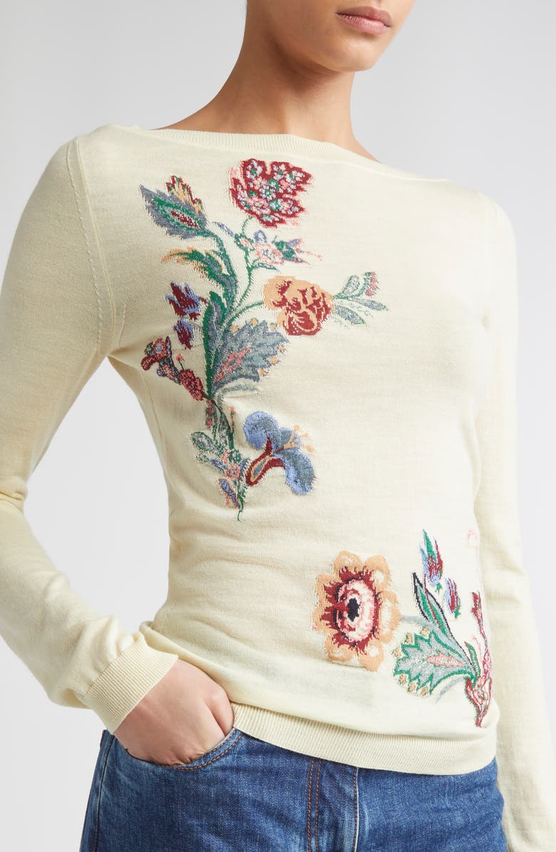 Etro Paisley Wool Blend Sweater, Alternate, color, Ivory