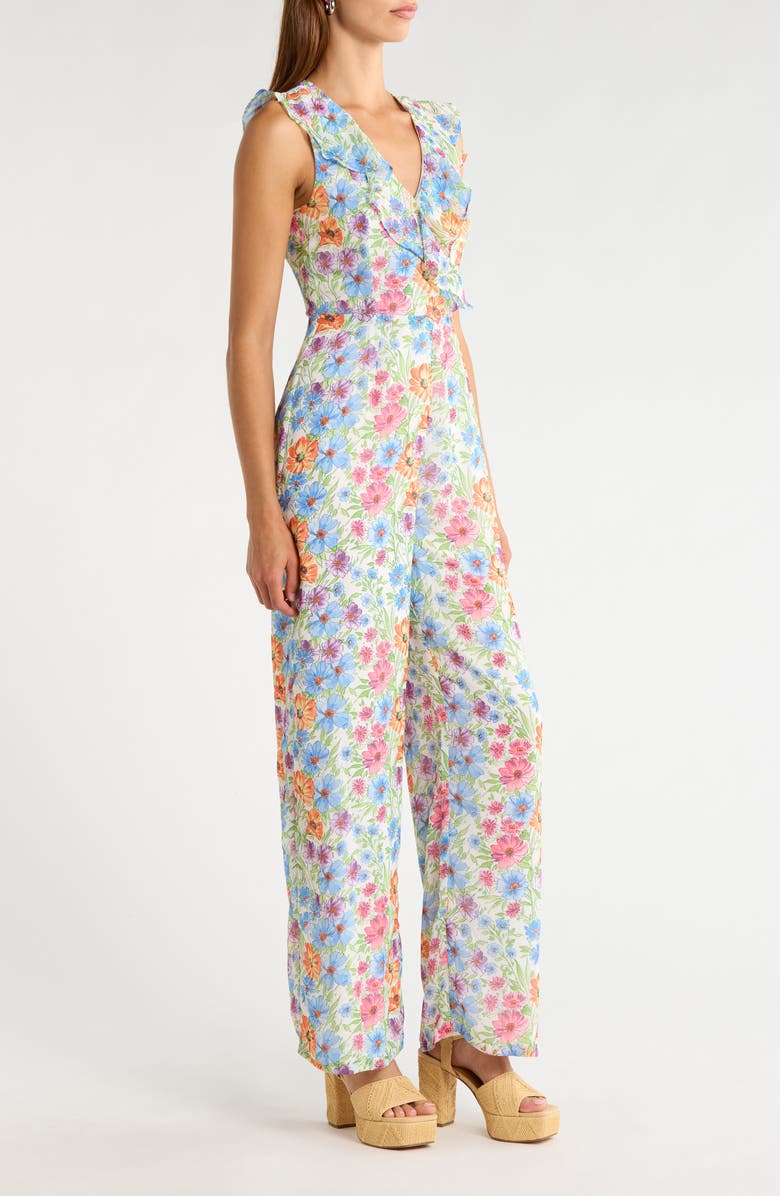 SUGARLIPS Ezia Ruffle Sleeveless Jumpsuit, Alternate, color, Blue-Pink-Yellow