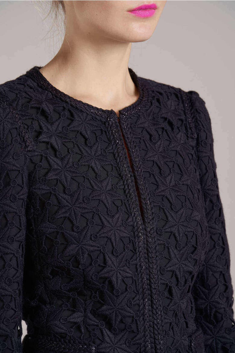 Wool Macramé Jacket, Alternate, color, Black