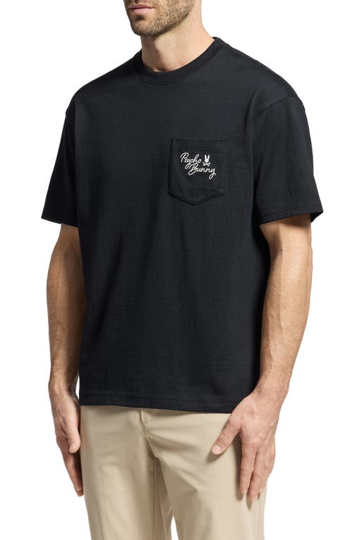 Psycho Bunny Desert Relaxed Fit Embroidered Heavyweight Pocket T-shirt In Black