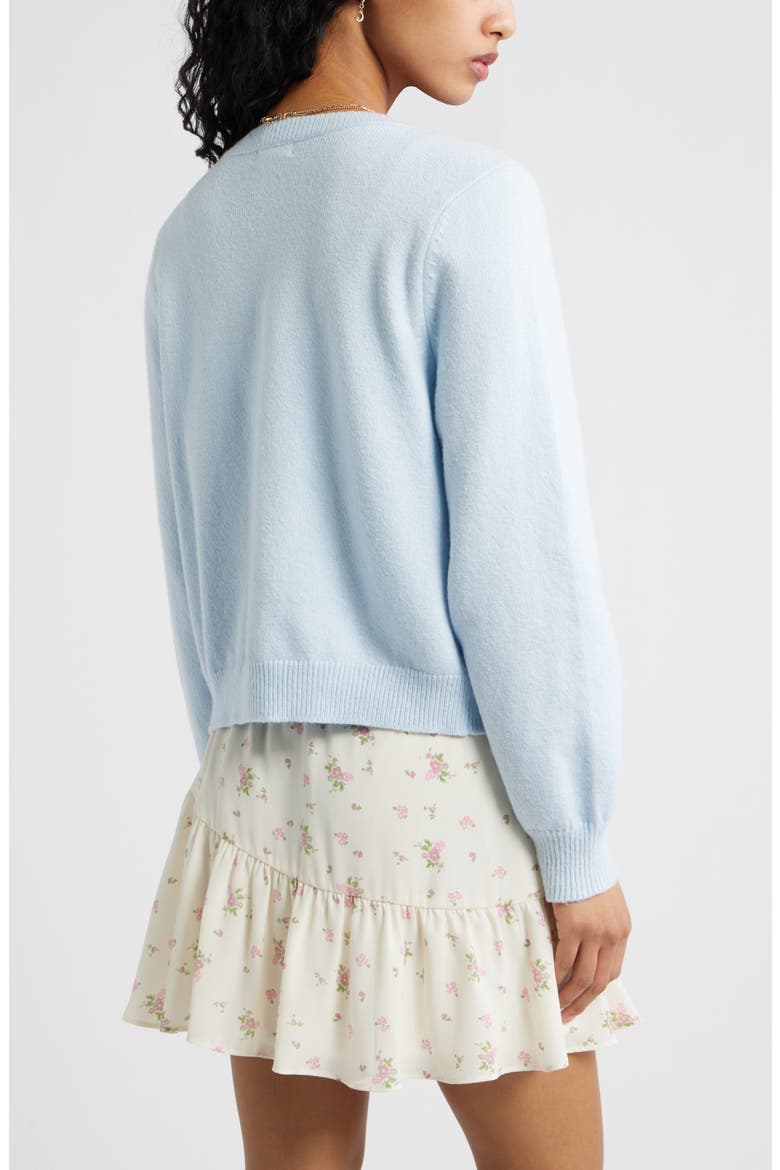 Crewneck Cotton Blend Cardigan, Alternate, color, BLUE BIRD