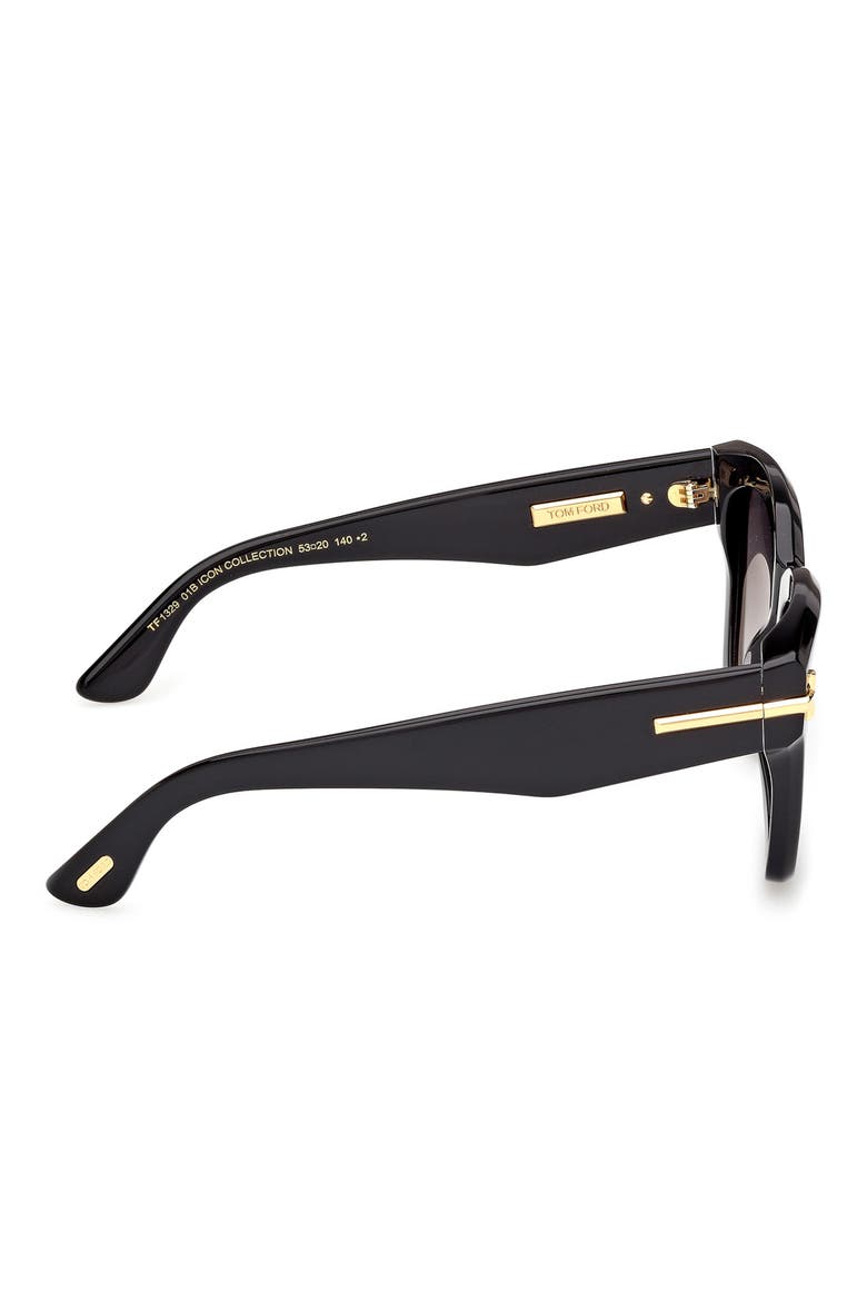 53mm Gradient Butterfly Sunglasses, Alternate, color, BLACK / BAGUETTE / SMOKE LENS