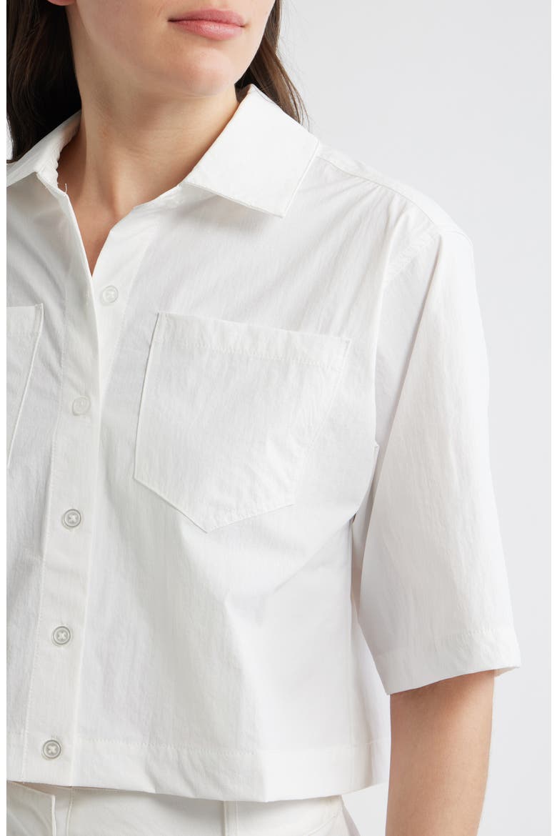Crop Button-Up Shirt, Alternate, color, BRIGHT WHITE