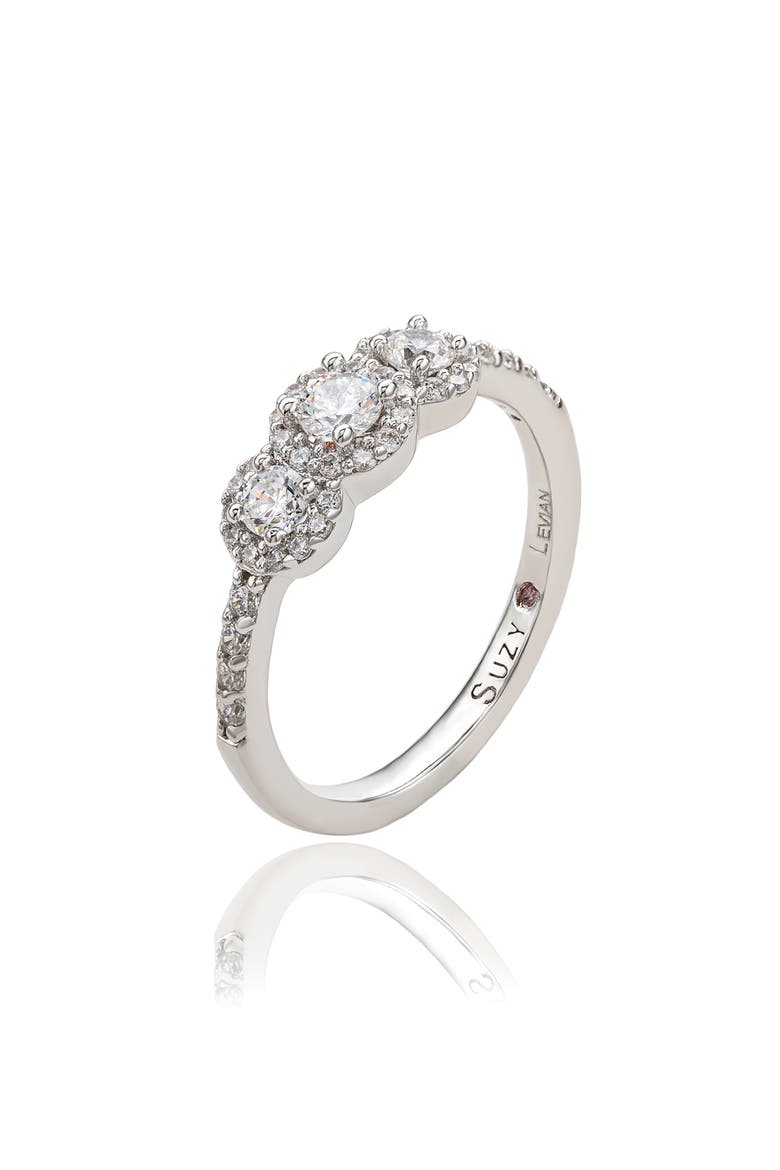 Sterling Silver White Cubic Zirconia Halo Ring, Alternate, color, WHITE
