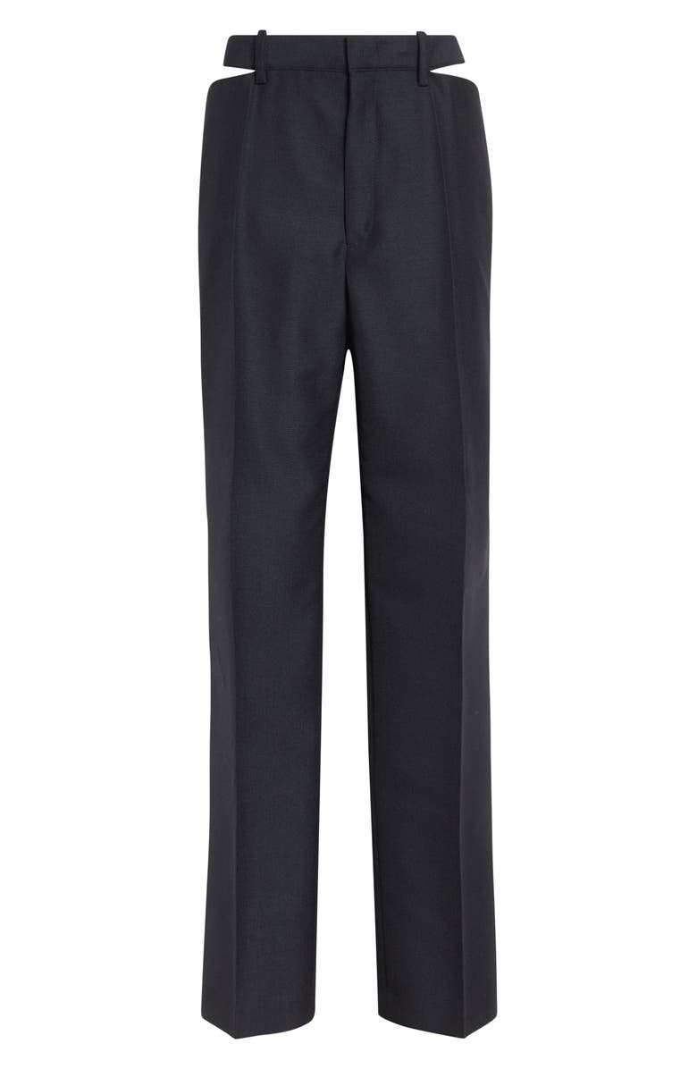 Jil Sander Slashed Waist Wool & Mohair Straight Leg Pants, Alternate, color, Midnight