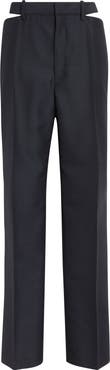 Jil Sander Slashed Waist Wool & Mohair Straight Leg Pants