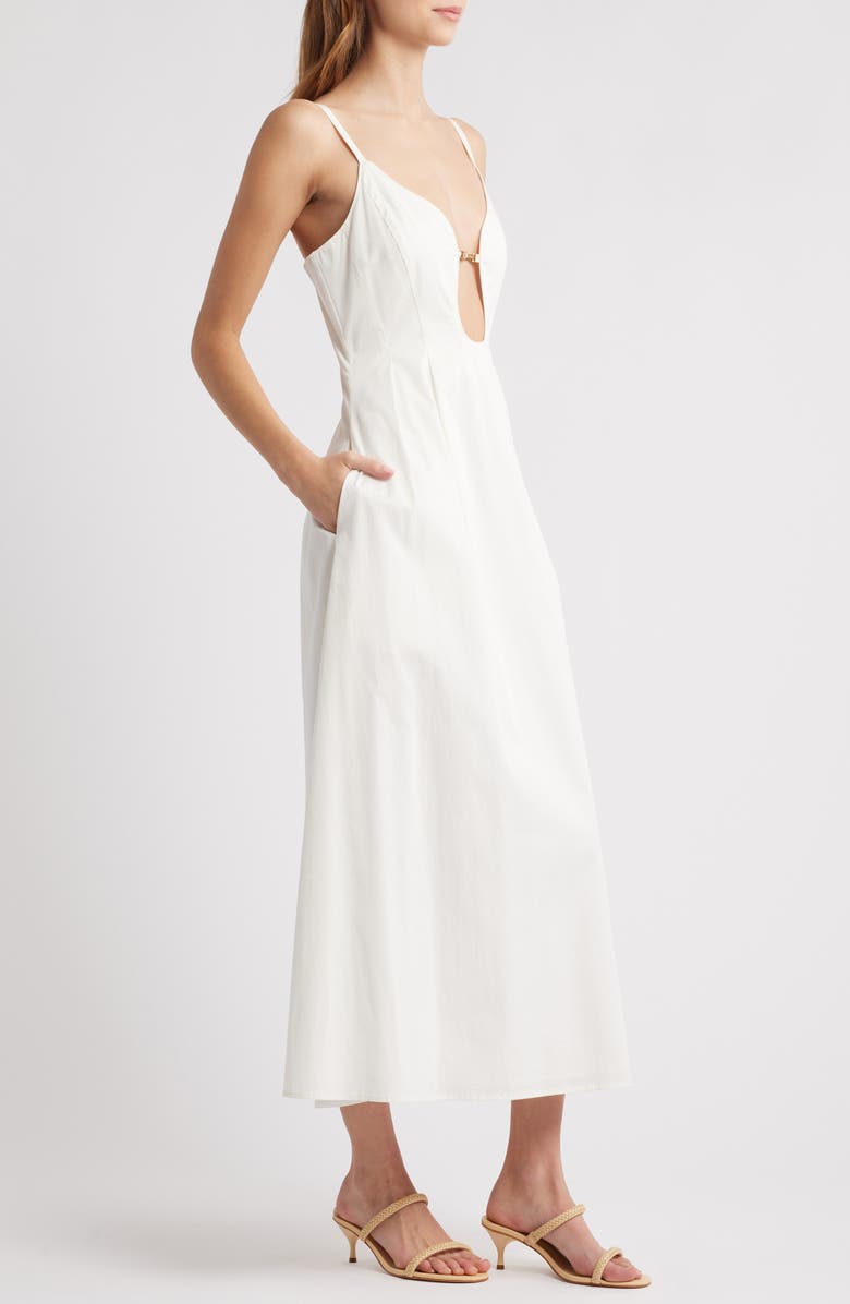 Cult Gaia Ellaria Plunge Stretch Poplin Midi Dress, Alternate, color,