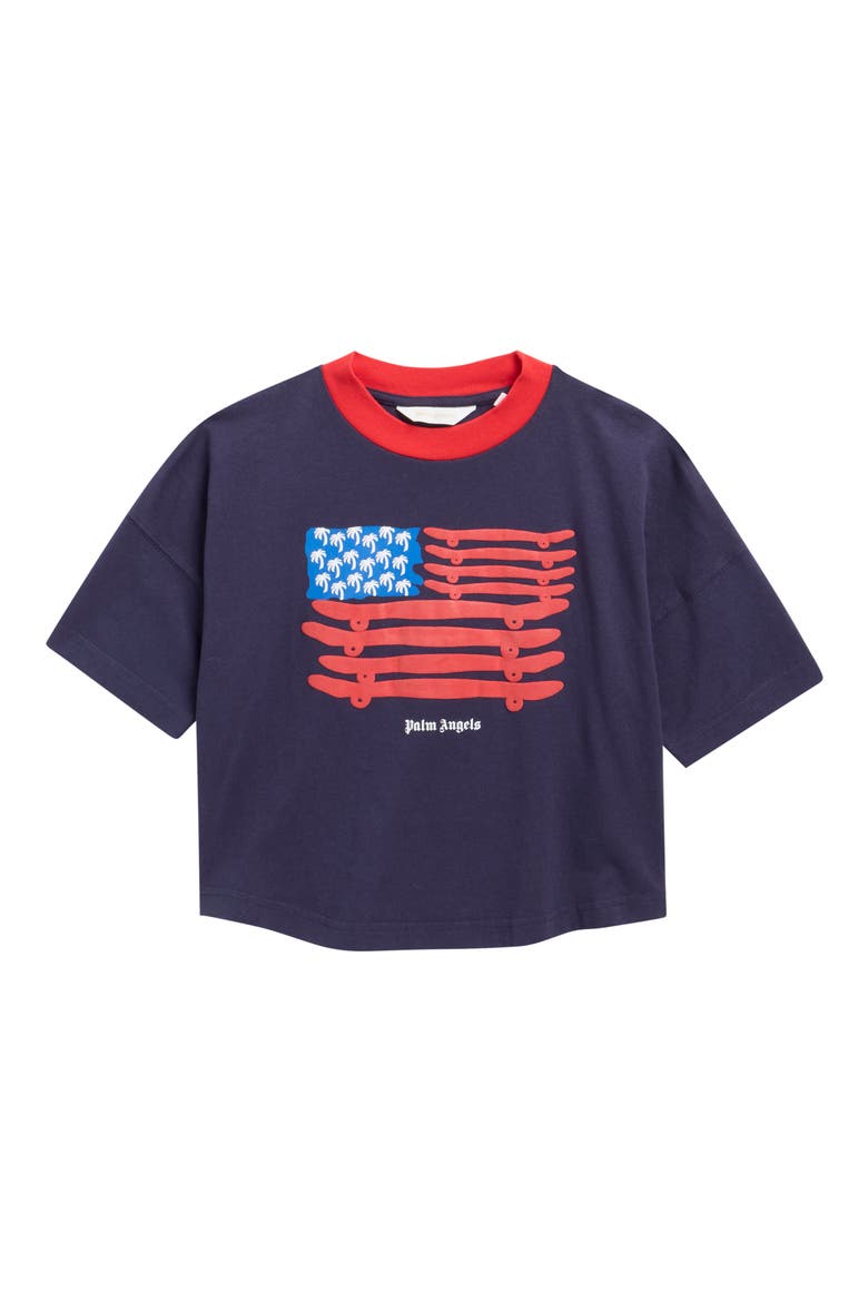 Kids' Flag Cotton Graphic T-Shirt, Main, color, NAVY BLUE - RED