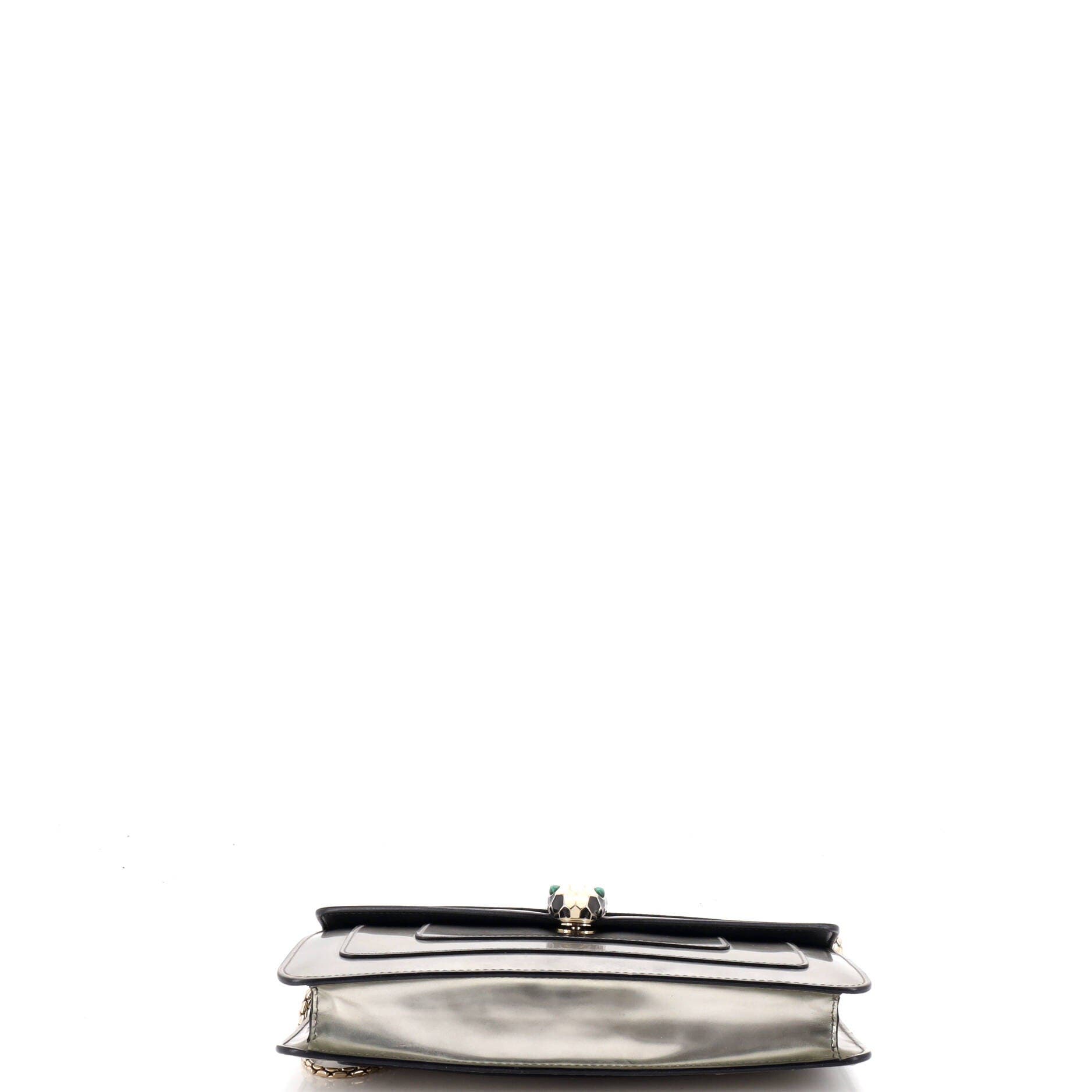 Serpenti Forever Chain Clutch Metallic Leather, Alternate, color, Metallic Silver