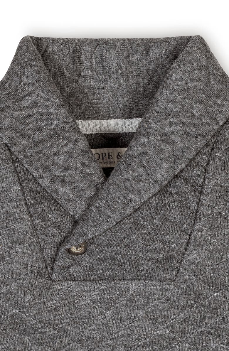 Hope & Henry Kids' Long Sleeve Quilted Shawl Collar Sweatshirt with Elbow Patches, Alternate, color, Quilted Dark Gray Heather