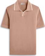 Bugatchi Tipped Johnny Collar Short Sleeve Sweater