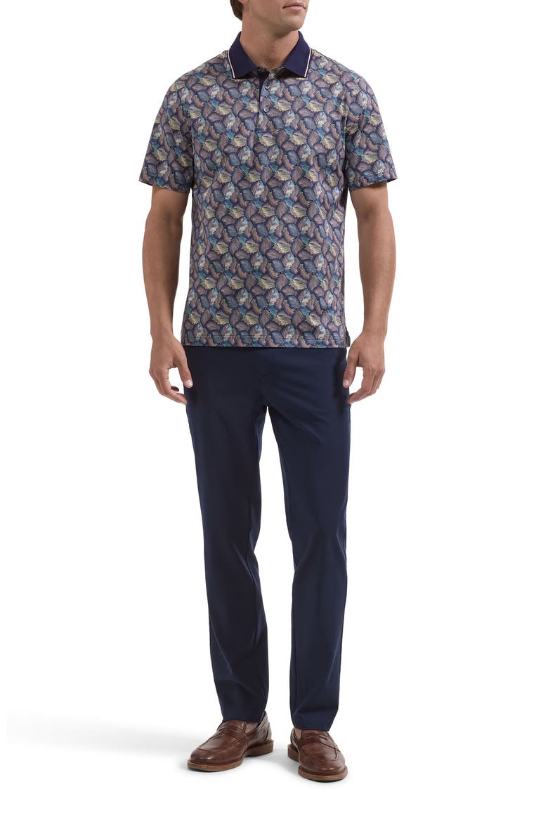 Vidal OoohCotton® Palm Print Polo, Alternate, color, NAVY