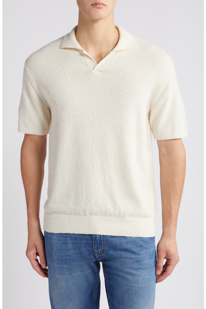 Textured Johnny Collar Shirt, Main, color, VANILLA CREAM