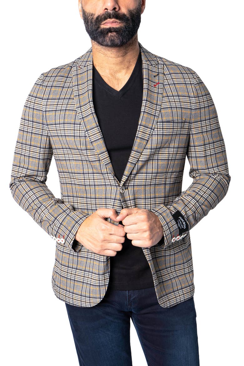 Descartes Unconstructed Plaid Coted Ivoire Yellow Blazer, Alternate, color, YELLOW
