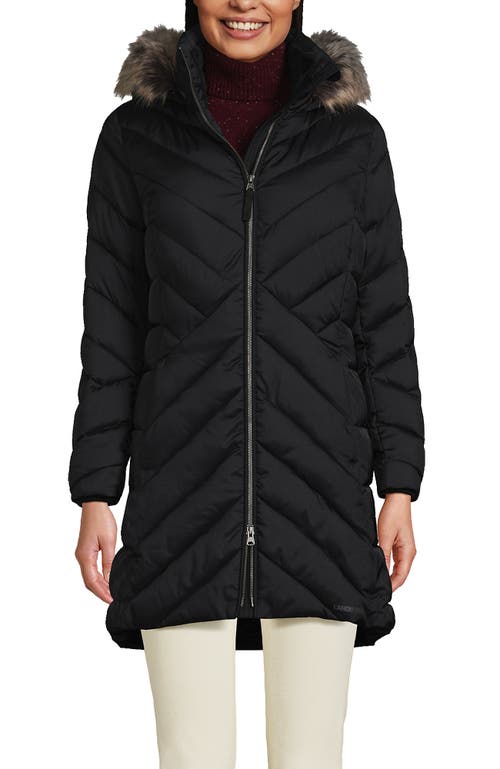 Lands' End Insulated Cozy Fleece Lined Primaloft Coat In Black