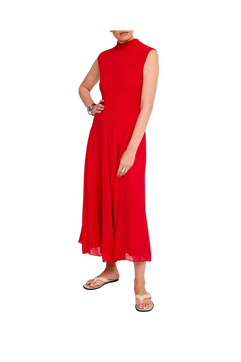 Sleeveless Drop Waist Knit Midi Dress, Alternate, color, Red