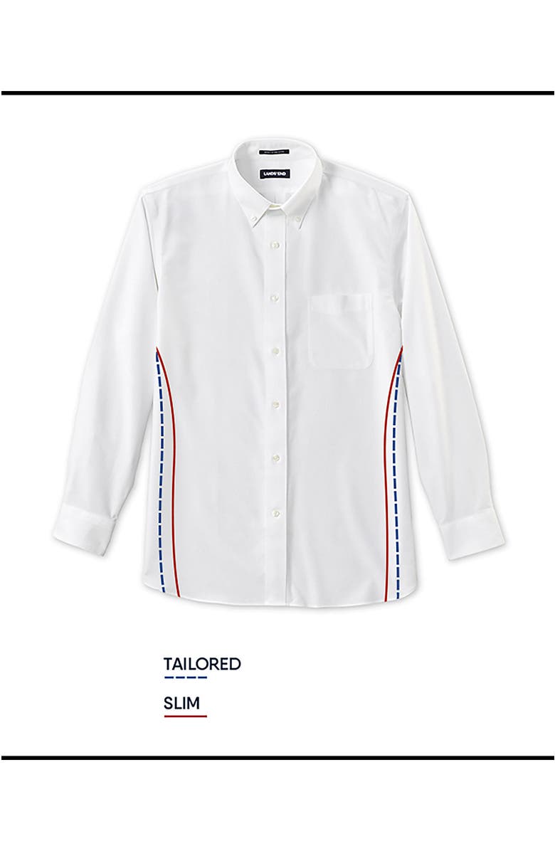 Lands' End School Uniform Tailored Fit No Iron Solid Supima Cotton Pinpoint Buttondown Collar Dress Shirt, Alternate, color, Light French Blue