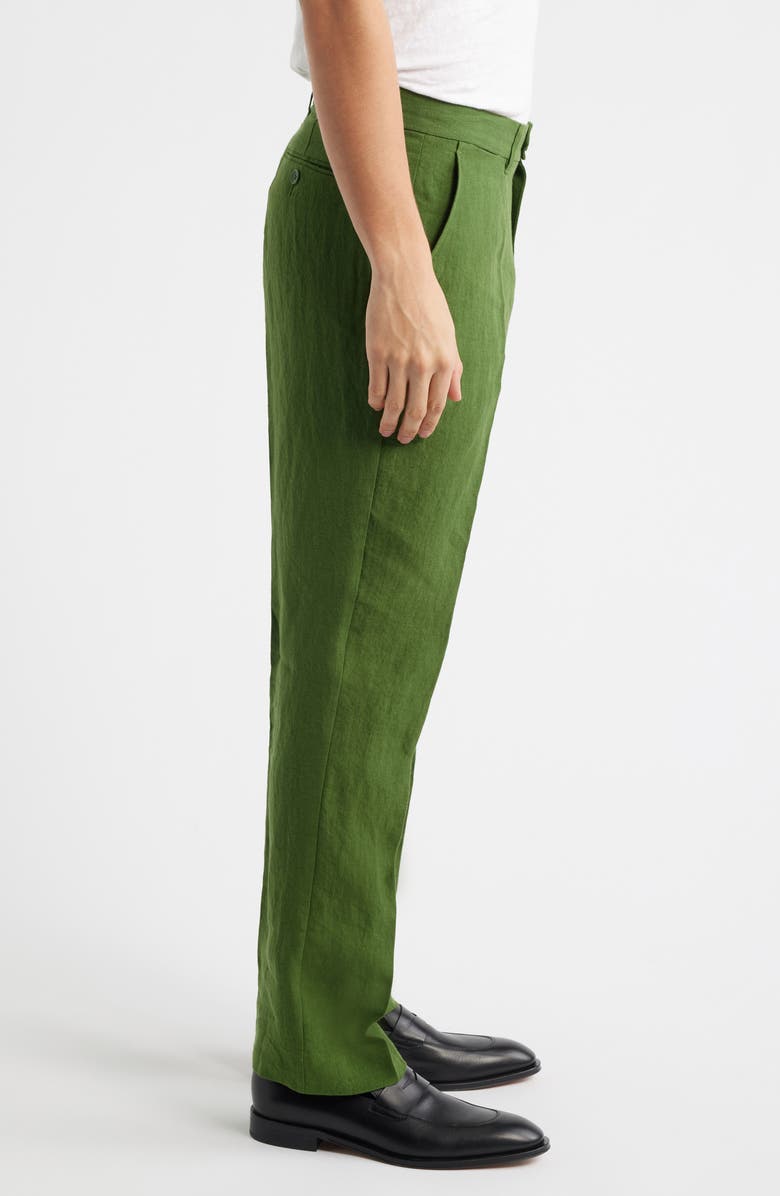 Percival Flat Front Linen Chinos, Alternate, color, Forest