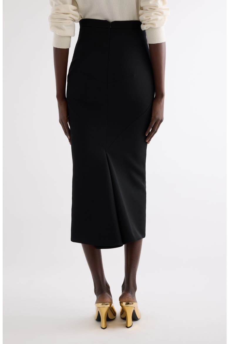 Back Godet Crepe Cady Midi Skirt, Alternate, color, BLACK