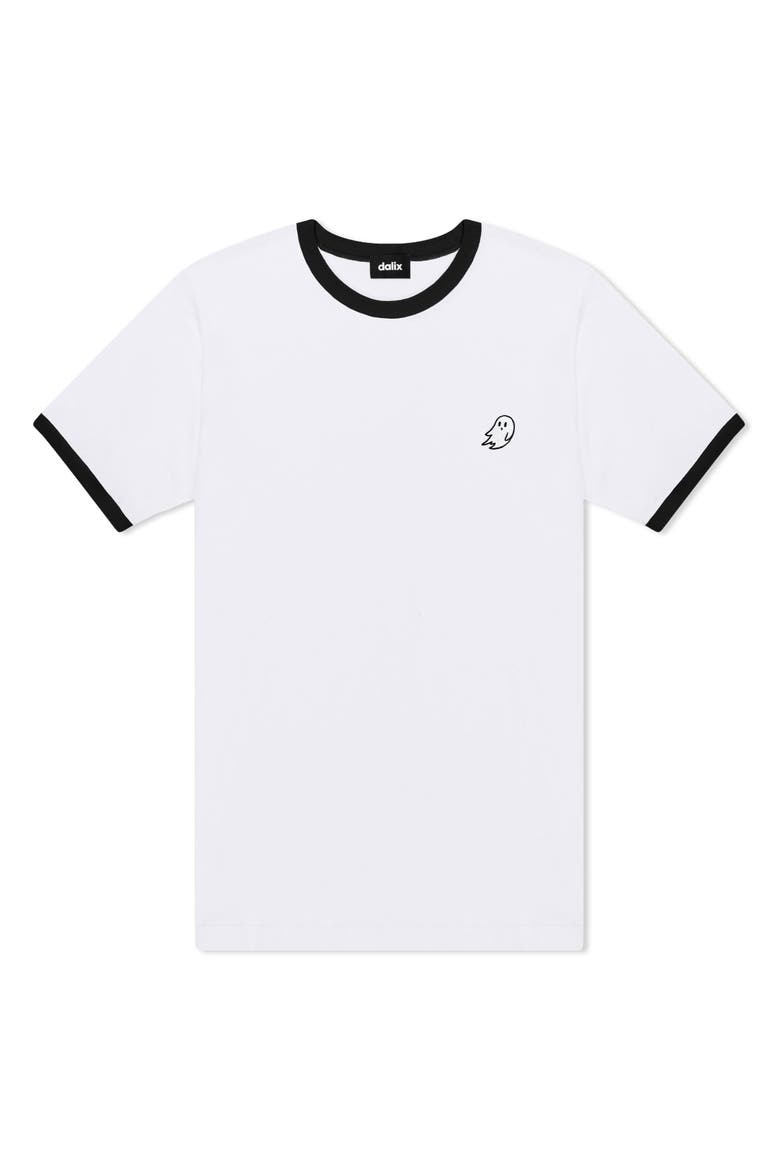 Mens Ghost Jersey Ringer Tee, Alternate, color, White Black