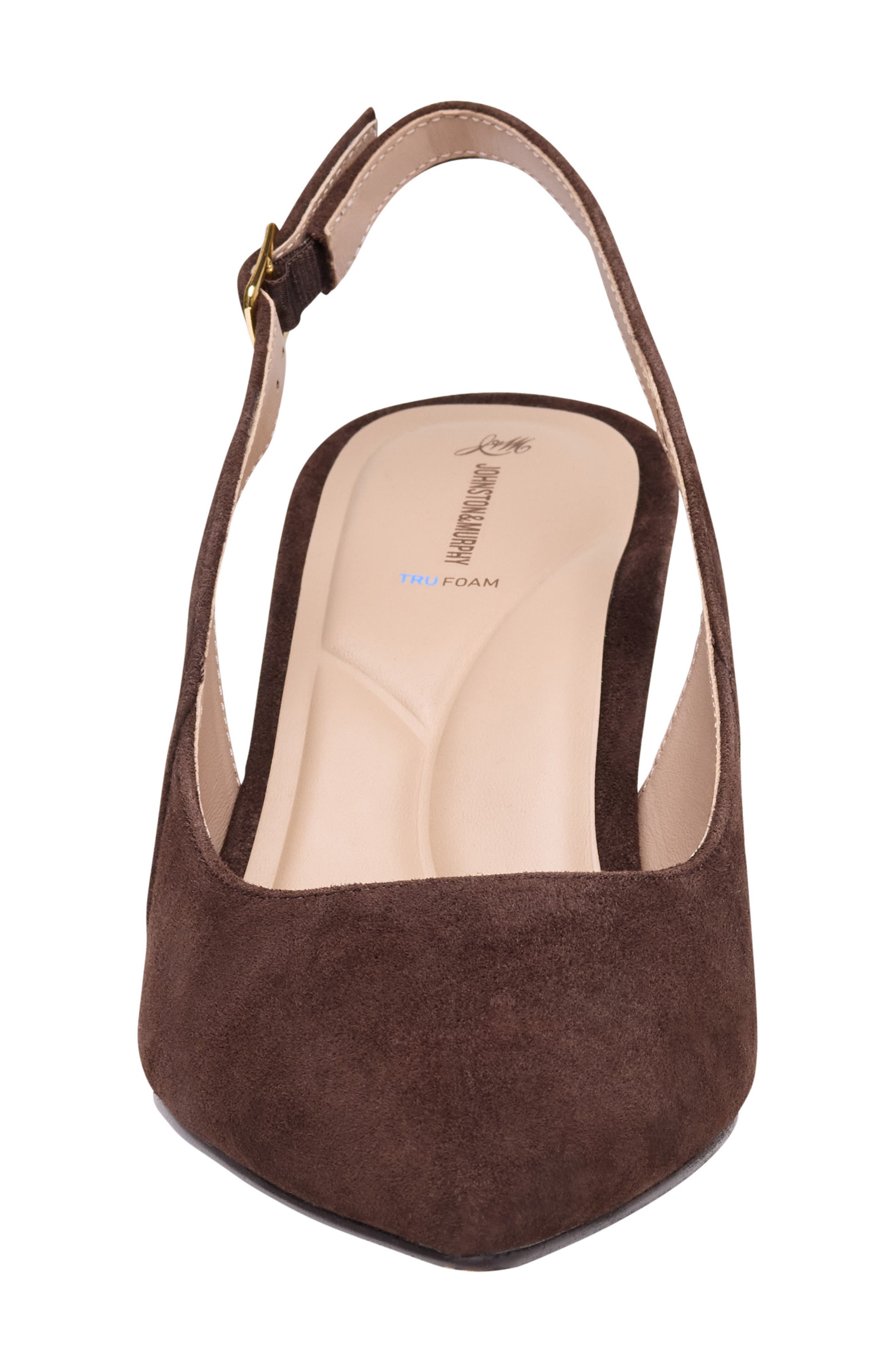 Lindsey Slingback Pointed Toe Kitten Heel Pump, Alternate, color, CHOCOLATE KID SUEDE