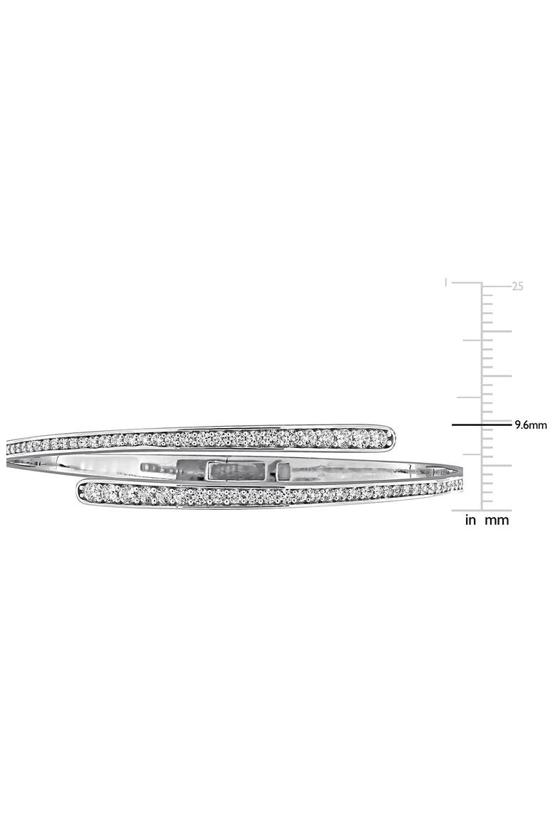 Lab Created White Sapphire Bypass Bangle, Alternate, color, SILVER