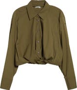 A.L.C. Leo Twist Hem Cotton Button-Up Shirt