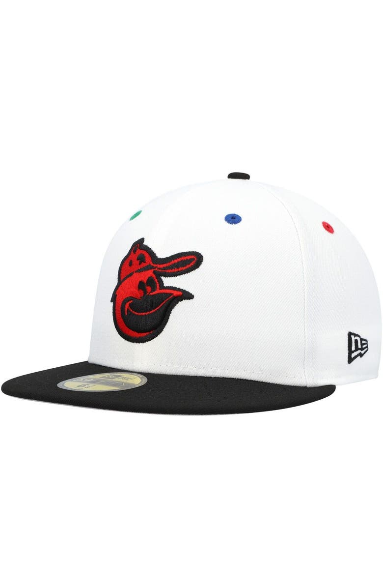 New Era Men's New Era White/Black Baltimore Orioles Primary Eye 59FIFTY Fitted Hat, Alternate, color,