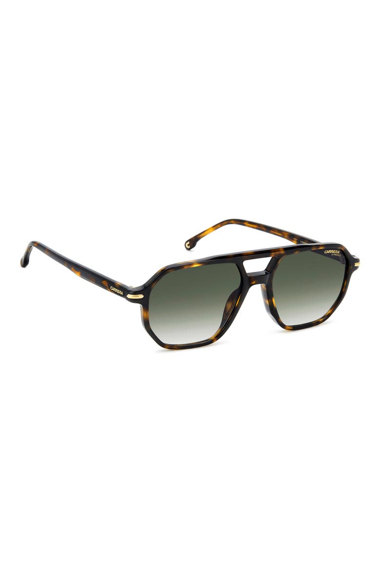 Carrera 54mm Rectangular Sunglasses, Alternate, color, HAVANA GOLD/ GREEN SHADED