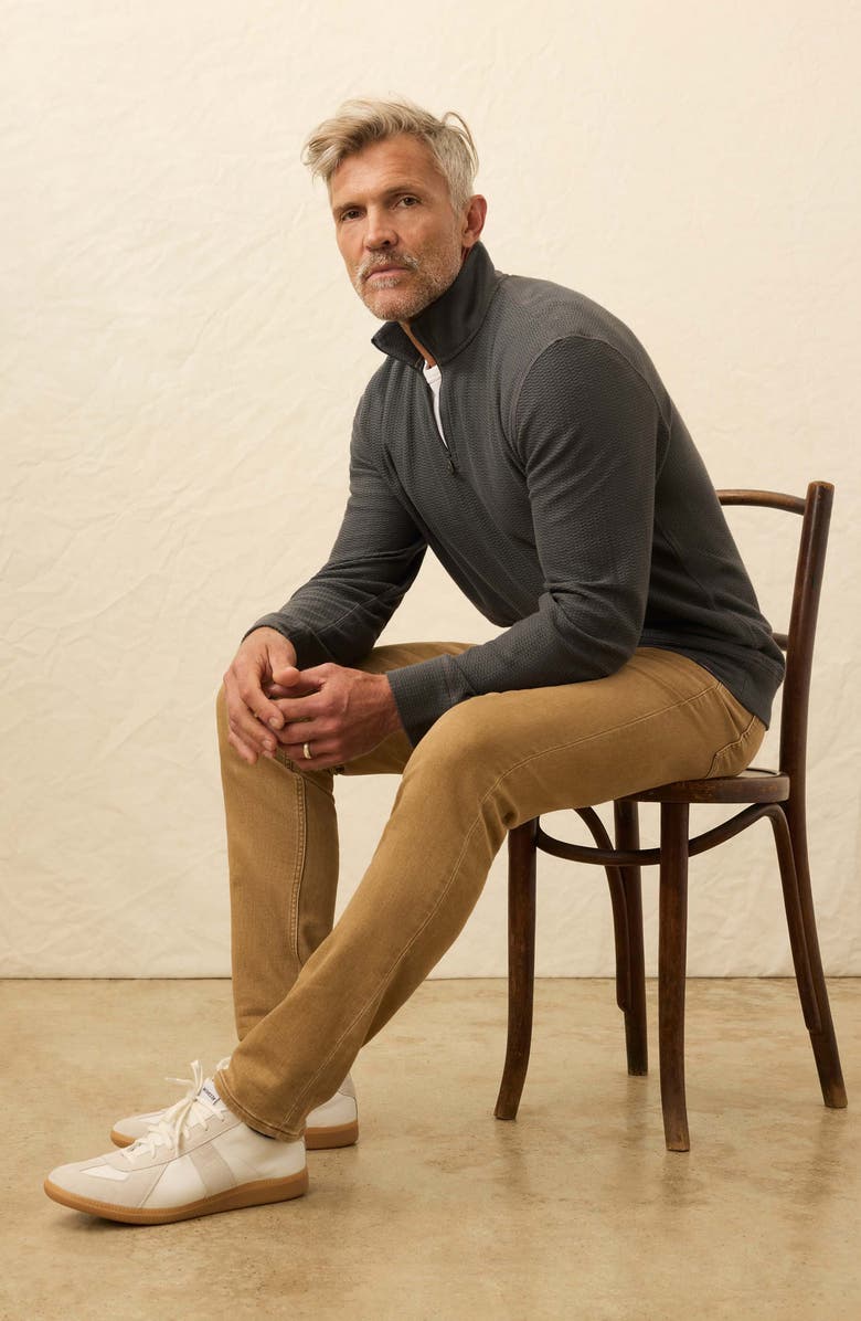 Faherty Texture Quarter Zip Pullover, Alternate, color, Mountain Coal