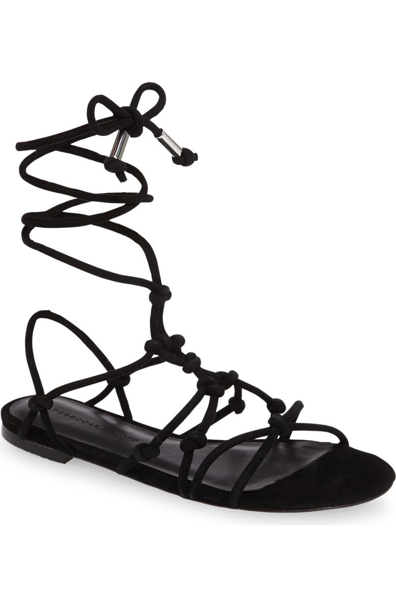 Rebecca Minkoff Elyssa Lace-Up Flat Sandal, Main, color,