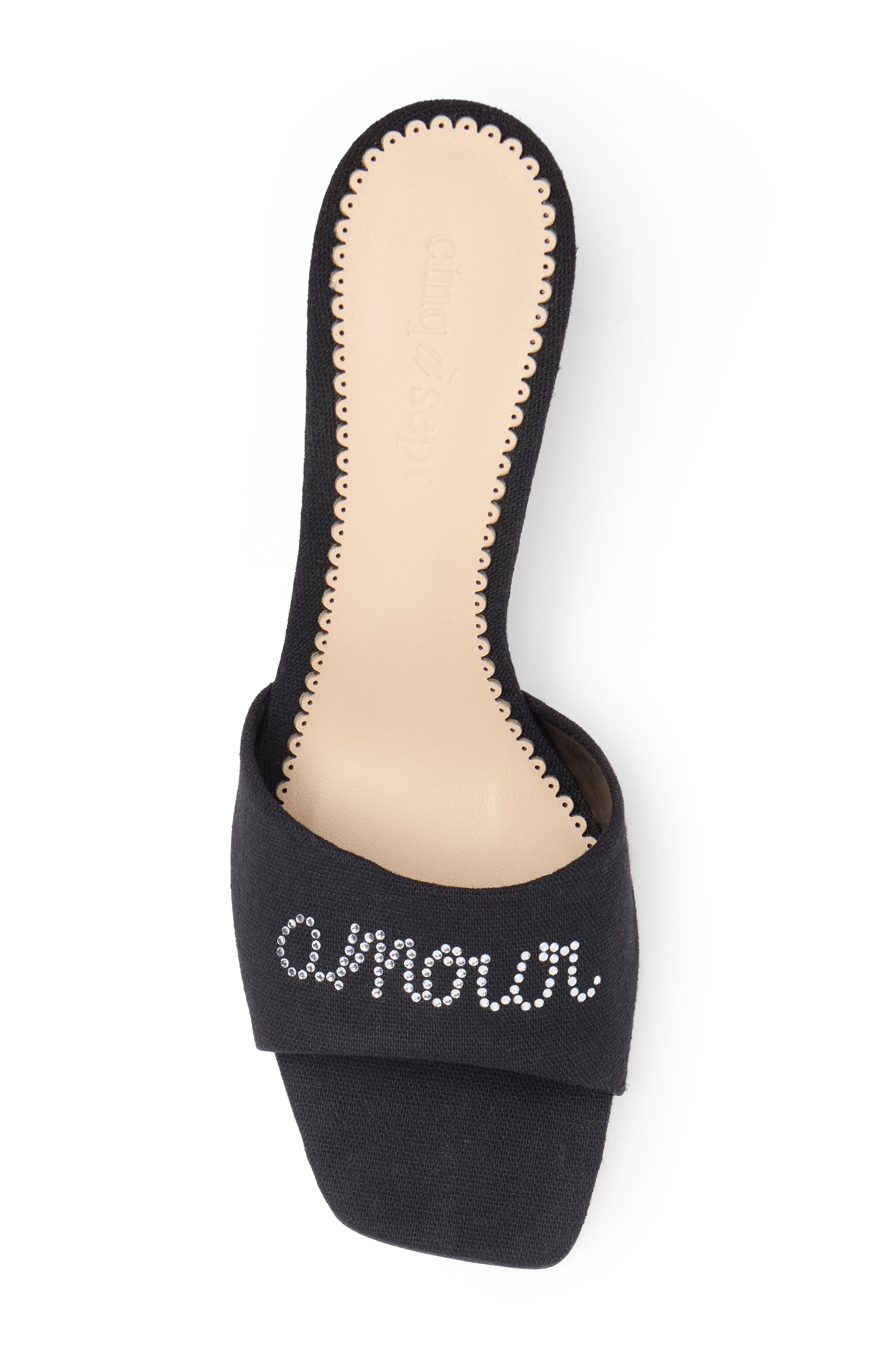 Cinq à Sept June Heatset Crystal Slide Sandal, Alternate, color, Black/ Clear