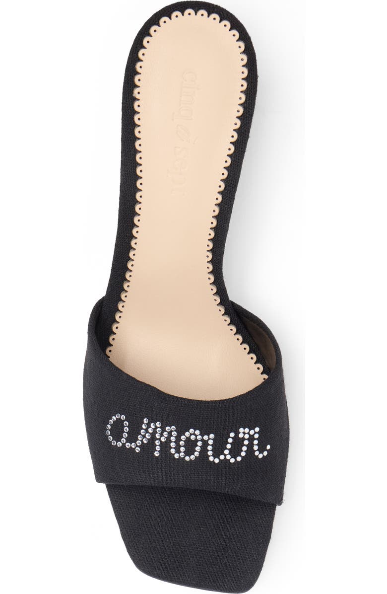 Cinq à Sept June Heatset Crystal Slide Sandal, Alternate, color, Black/ Clear