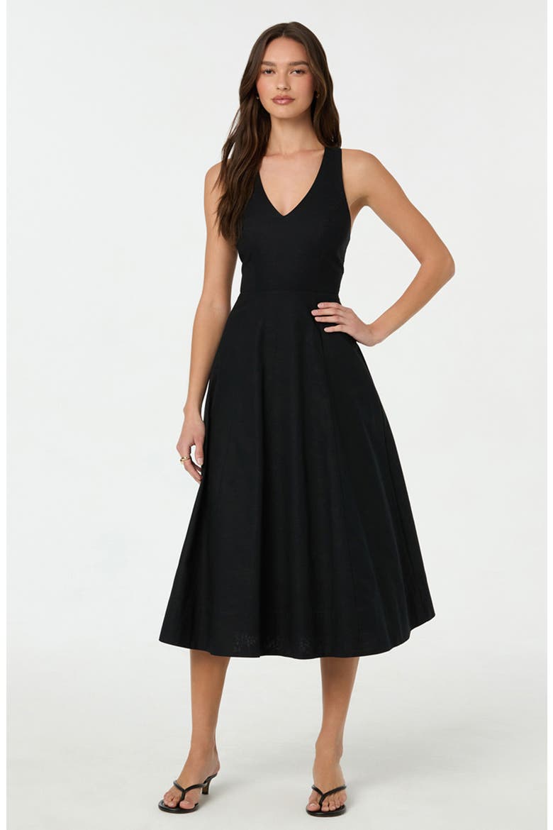 Cross Back Sleeveless Midi Dress, Alternate, color, BLACK