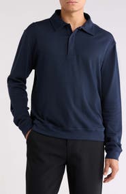 Robert Barakett Peakstone Long Sleeve Overknit Cotton Polo