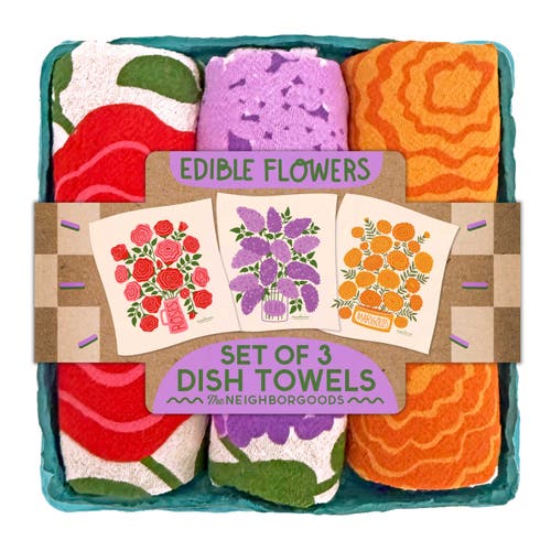 The Neighborgoods Edible Flowers - Dish Towel Set of 3  product