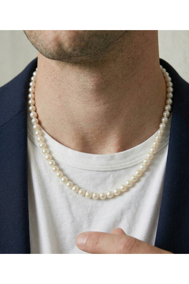 7.5-8.5mm White Freshwater Pearl Adjustable Necklace for Men, Alternate, color, White Pearl