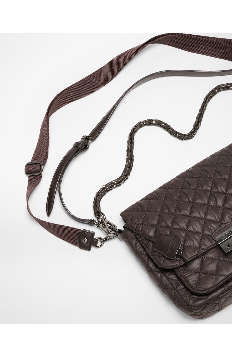 MZ Wallace Medium Crosby Lock Quilted Nylon Crossbody Bag, Alternate, color, Espresso