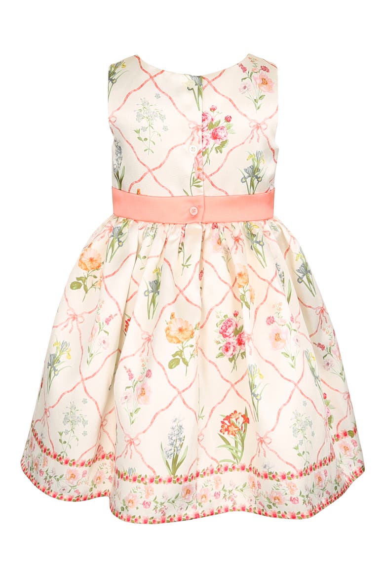 Kids' Border Print Mikado Party Dress, Alternate, color, IVORY MULTI