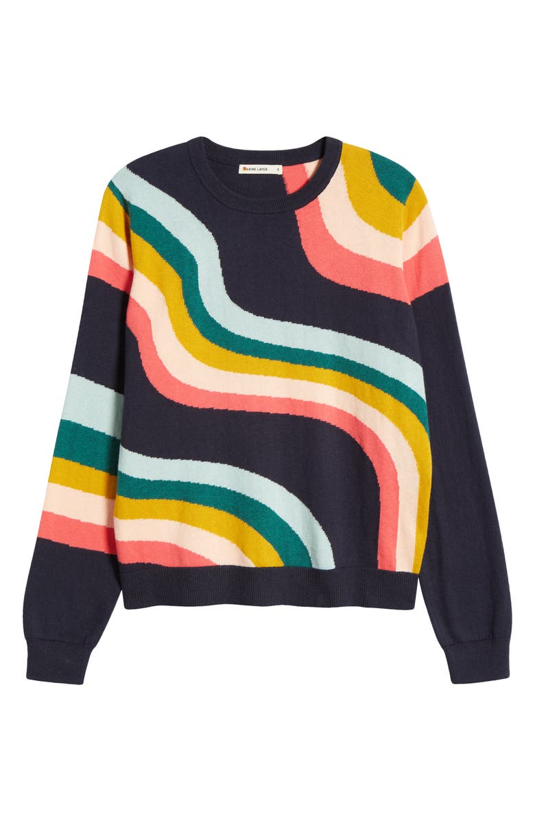 Marine Layer Icon Rainbow Swirl Print Cotton Sweater, Alternate, color,