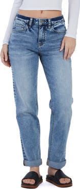 HINT OF BLU High Waist Cuff Boyfriend Jeans