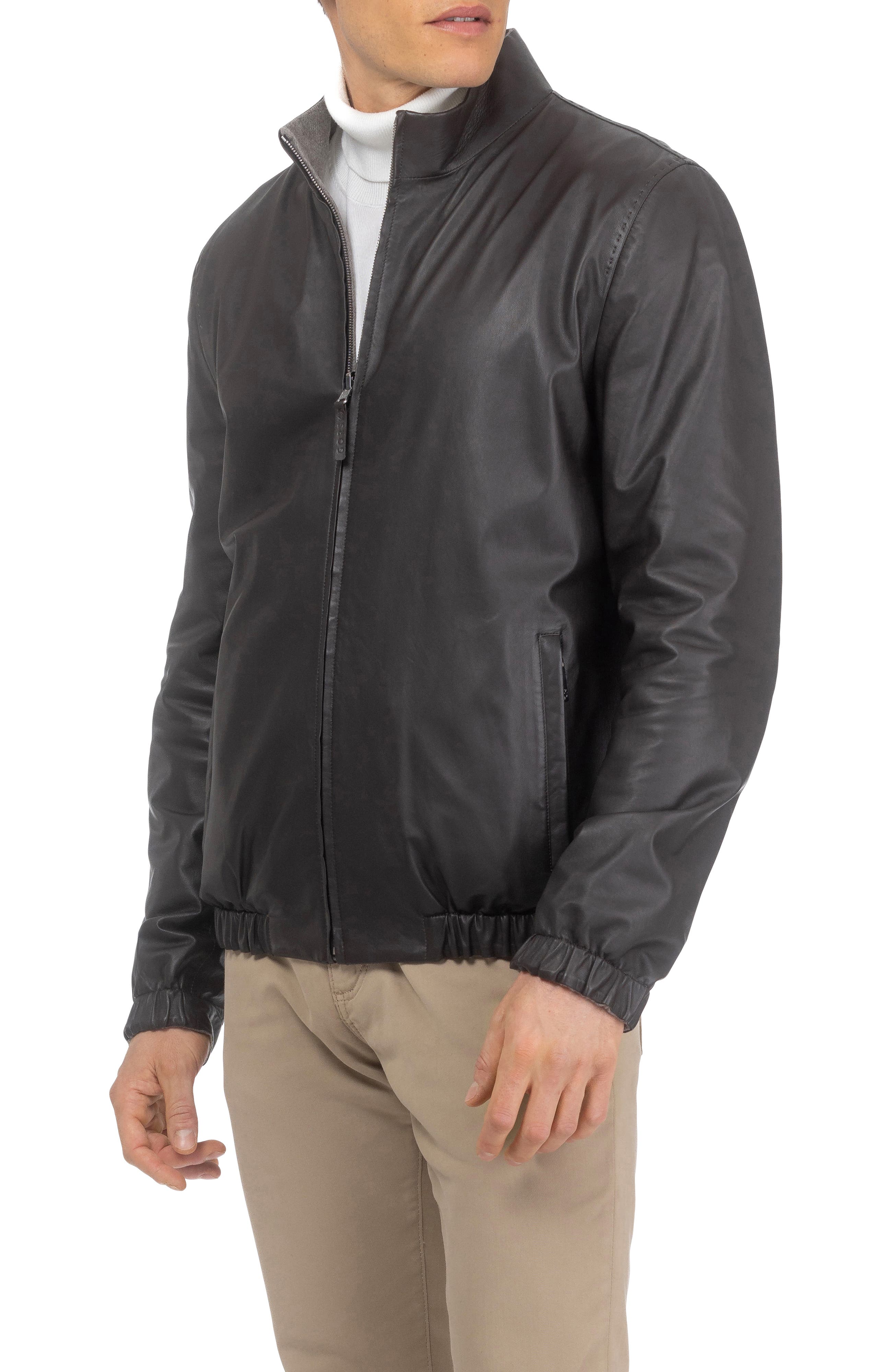 Men's Light Genuine Nappa Leather Jacket Reversible To Cashmere & Wool Crafted From Loro Piana - image 4
